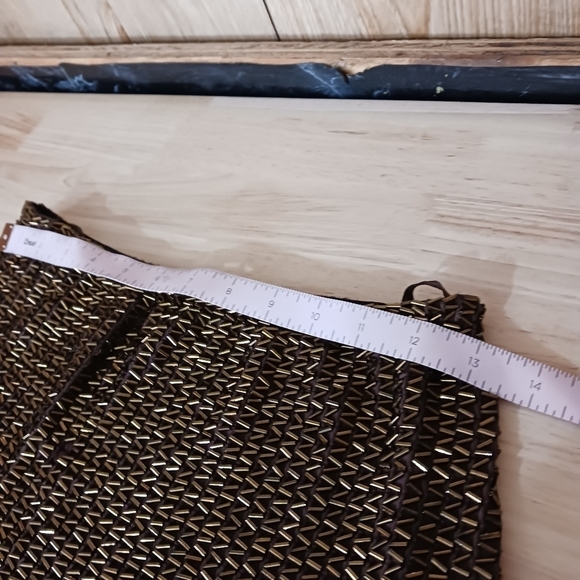 VNTG 90s Cache Glass Bead Embellished Brown Skirt Set Size Small - Picture 9 of 12